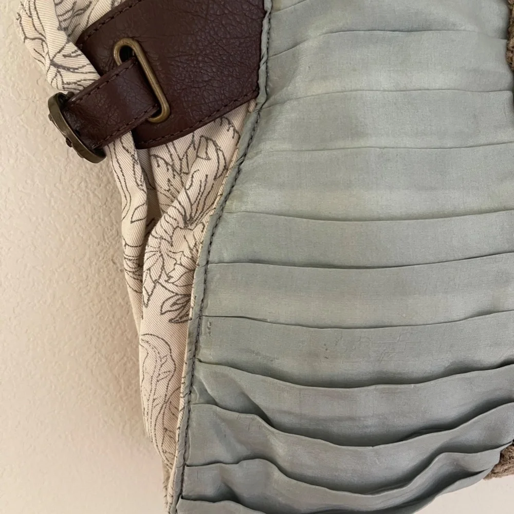 $178! Jasper & Jeera Silk, Leather & Canvas Tote Bag in Pristine Condition - Picture 5 of 13